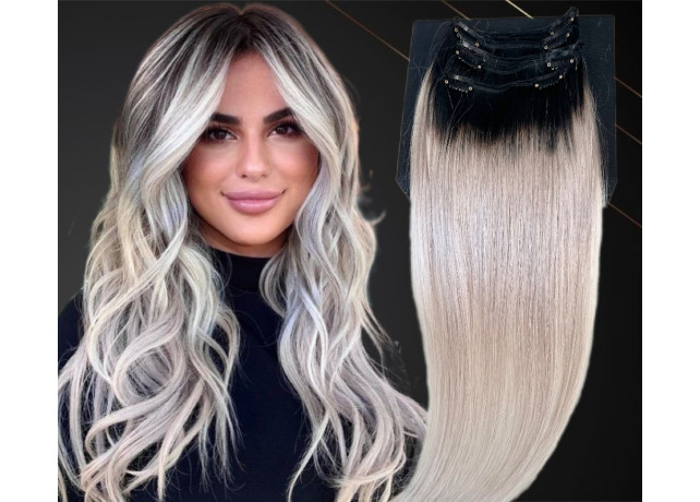 Extensii Clip-On MiniGold Ombre #1B/Light Grey